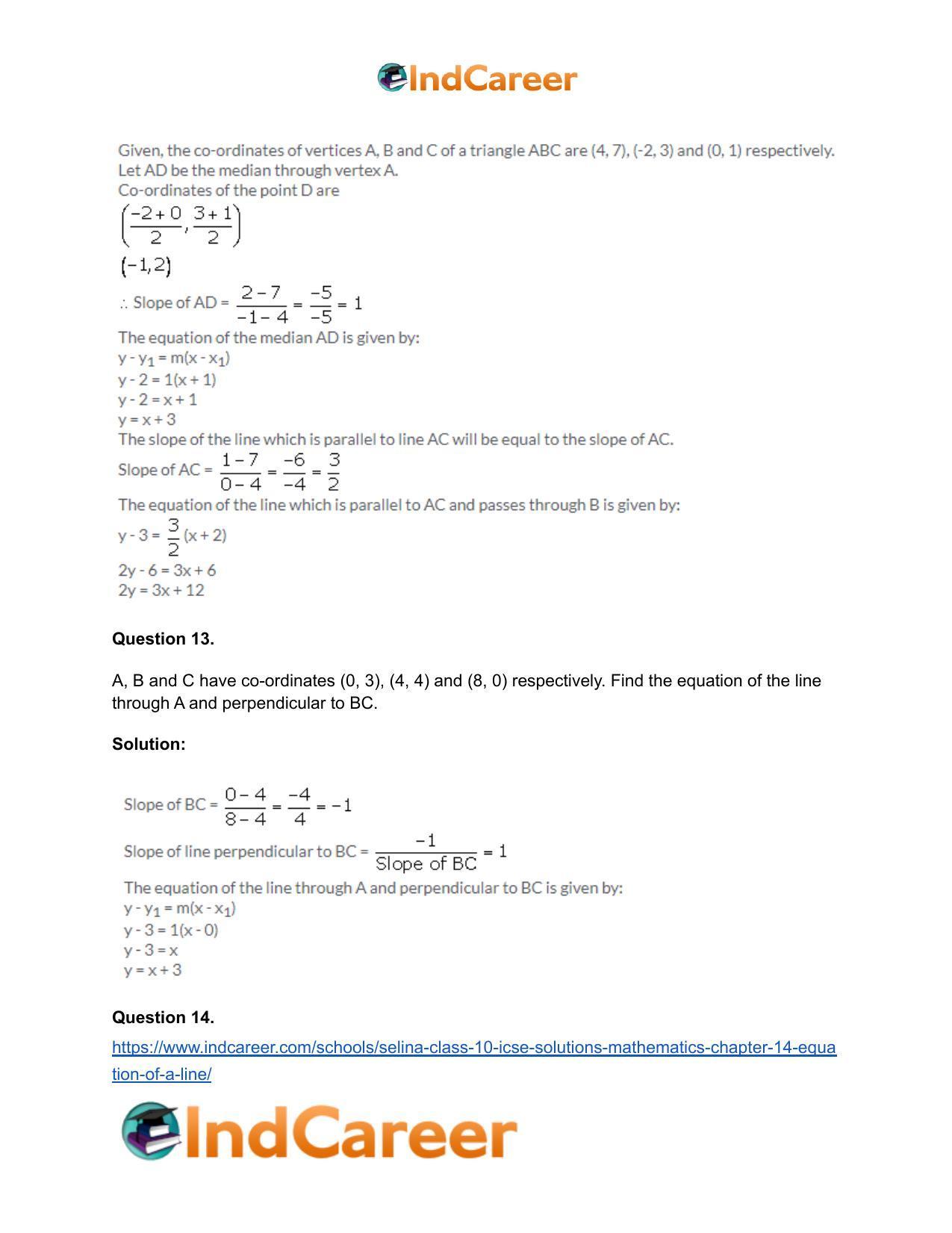 Selina Class 10 ICSE Solutions Mathematics : Chapter 14- Equation of a Line - Page 33