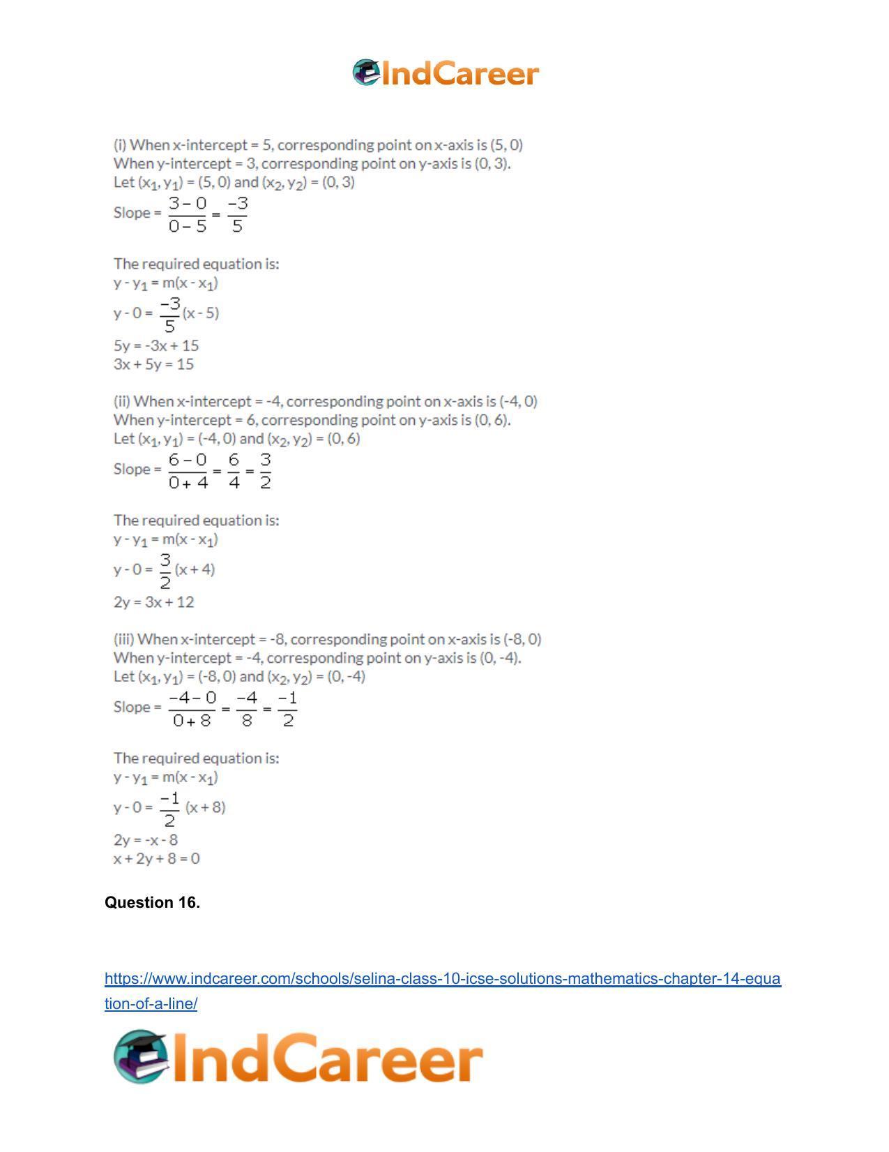 Selina Class 10 ICSE Solutions Mathematics : Chapter 14- Equation of a Line - Page 35