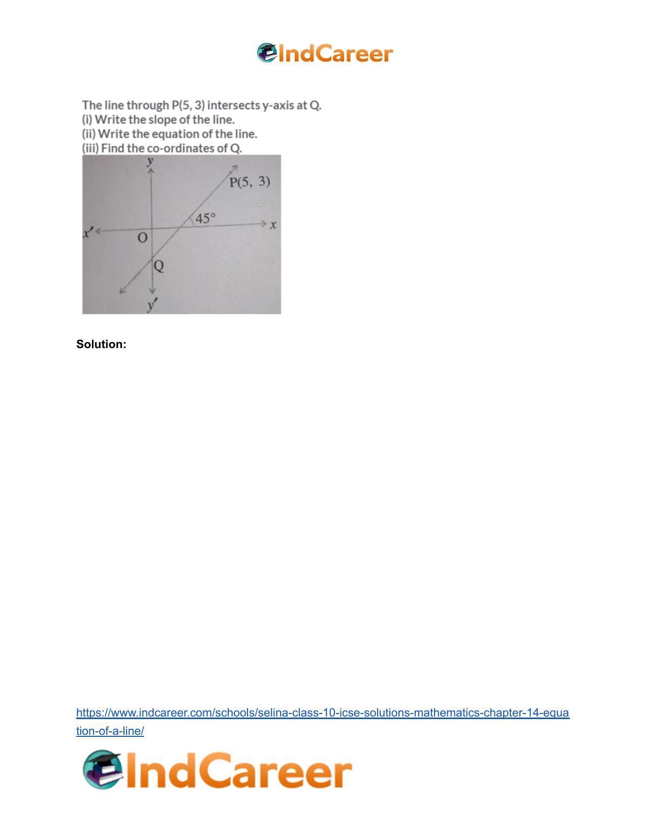 Selina Class 10 ICSE Solutions Mathematics : Chapter 14- Equation of a Line - Page 38