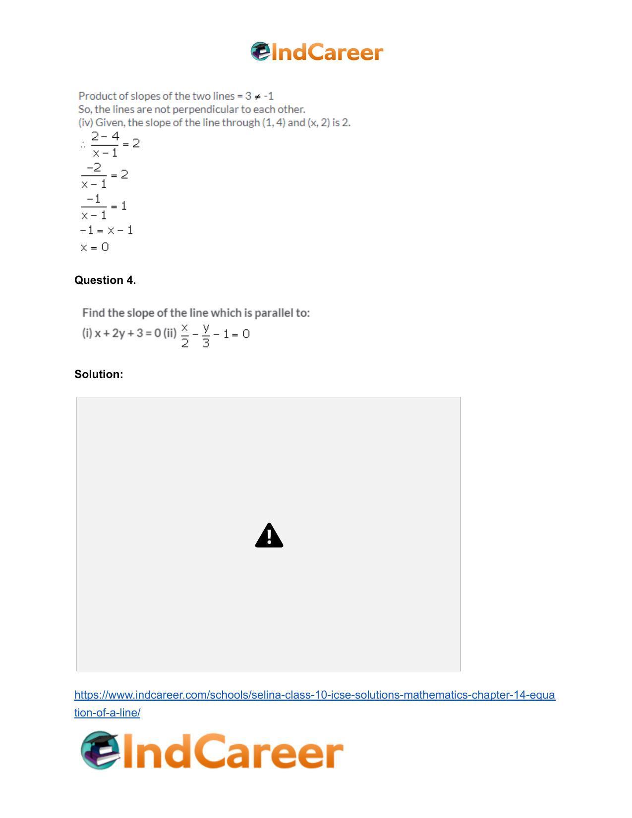 Selina Class 10 ICSE Solutions Mathematics : Chapter 14- Equation of a Line - Page 45