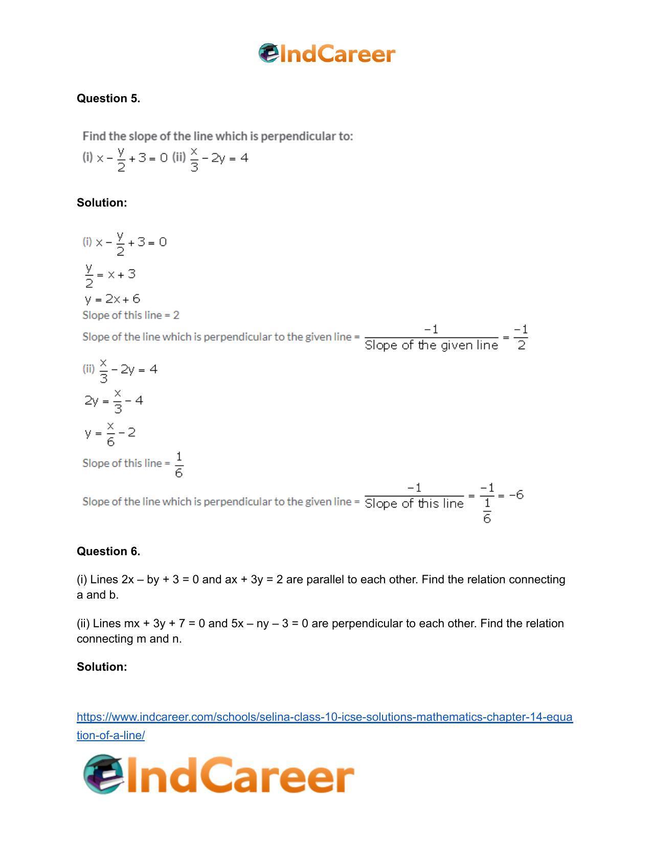 Selina Class 10 ICSE Solutions Mathematics : Chapter 14- Equation of a Line - Page 46