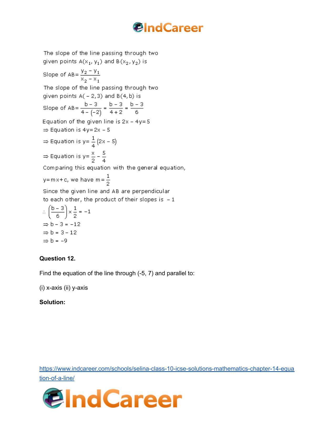 Selina Class 10 ICSE Solutions Mathematics : Chapter 14- Equation of a Line - Page 51