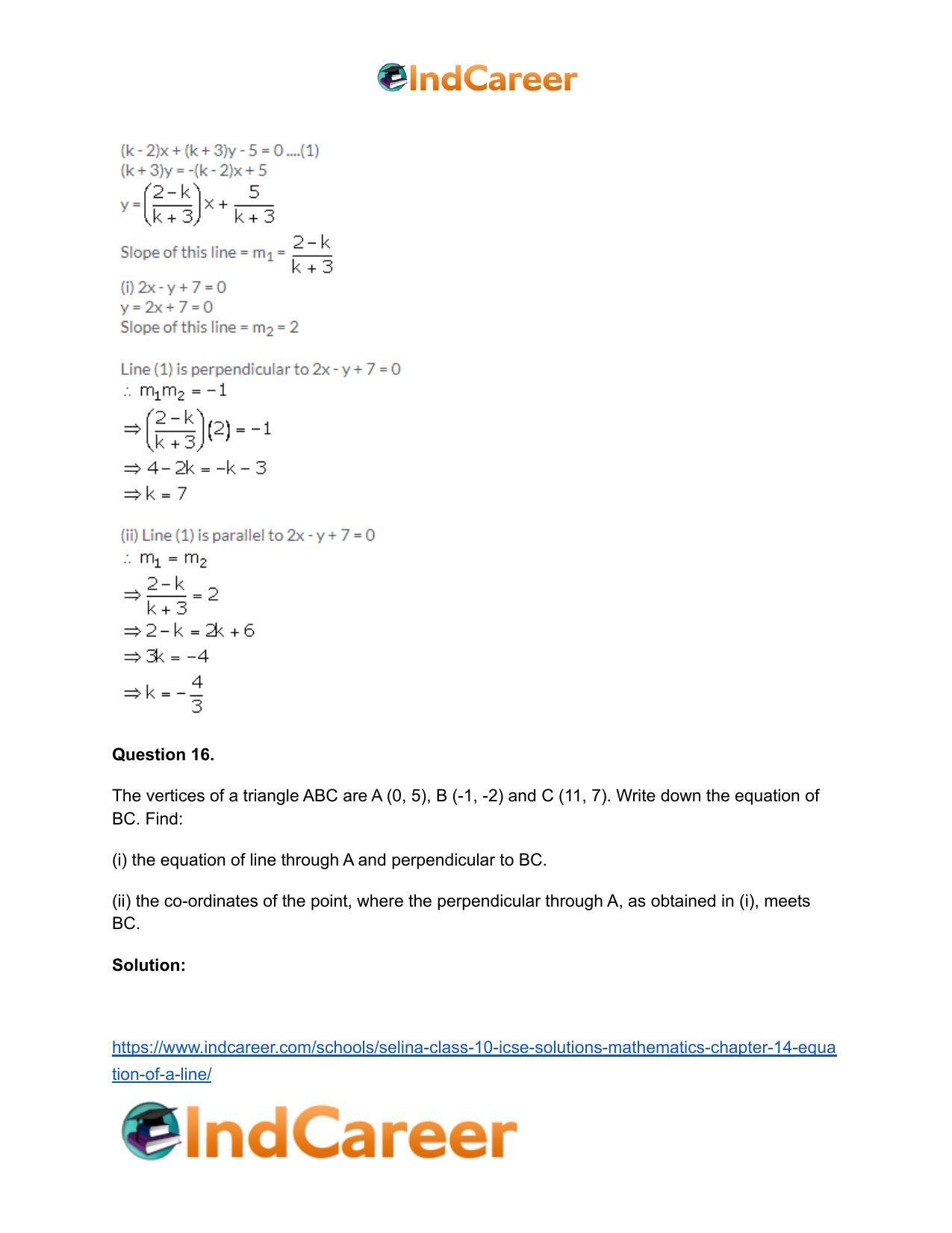 Selina Class 10 ICSE Solutions Mathematics : Chapter 14- Equation of a Line - Page 80