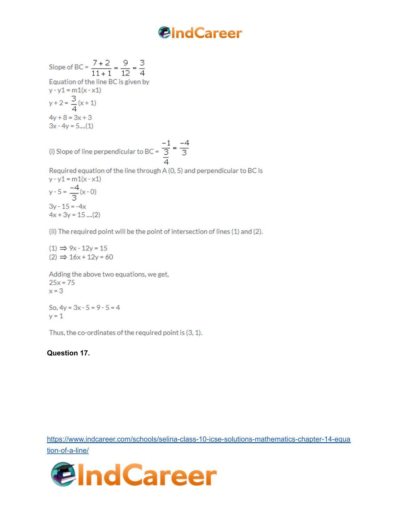 Selina Class 10 ICSE Solutions Mathematics : Chapter 14- Equation of a Line - Page 81