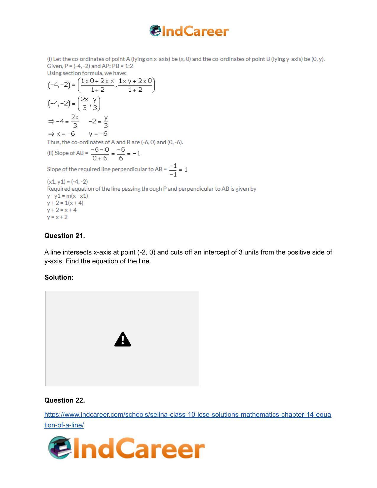 Selina Class 10 ICSE Solutions Mathematics : Chapter 14- Equation of a Line - Page 85