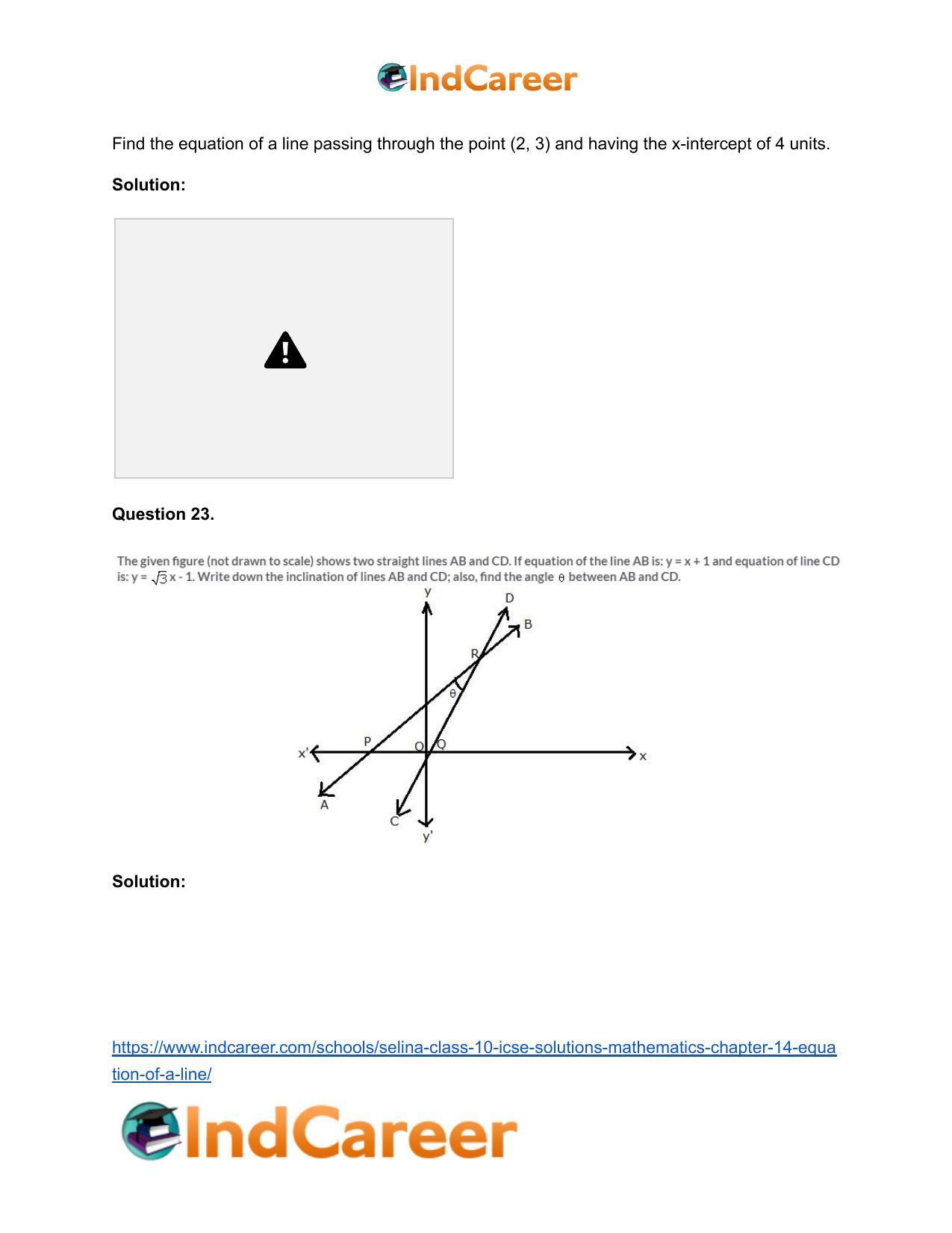 Selina Class 10 ICSE Solutions Mathematics : Chapter 14- Equation of a Line - Page 86
