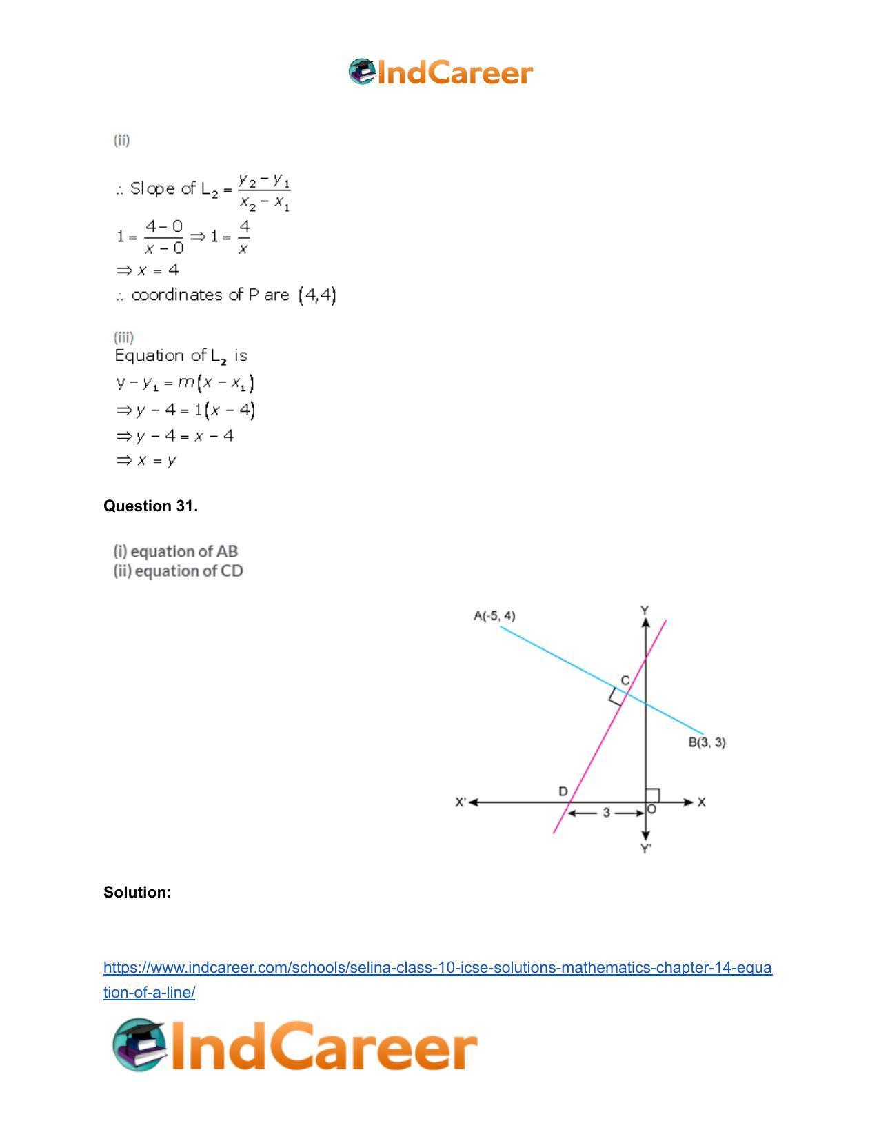 Selina Class 10 ICSE Solutions Mathematics : Chapter 14- Equation of a Line - Page 95