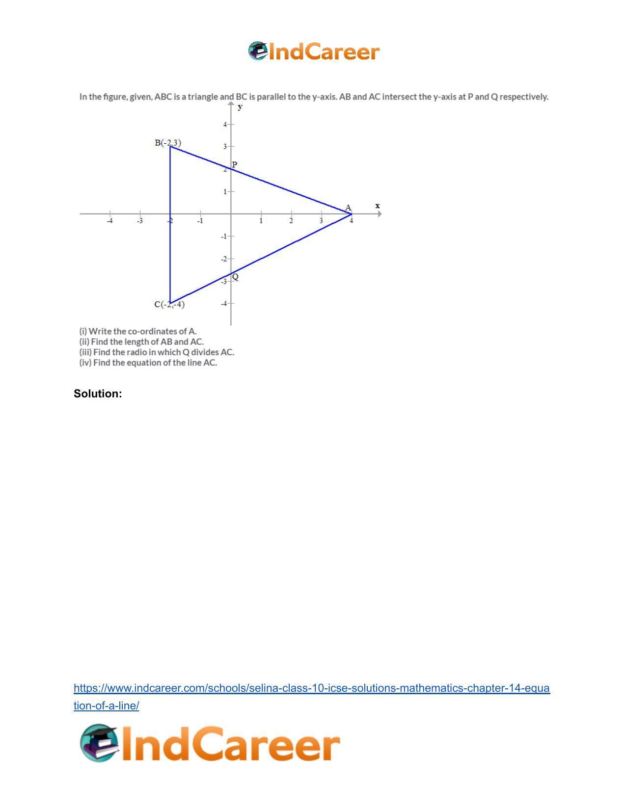 Selina Class 10 ICSE Solutions Mathematics : Chapter 14- Equation of a Line - Page 105