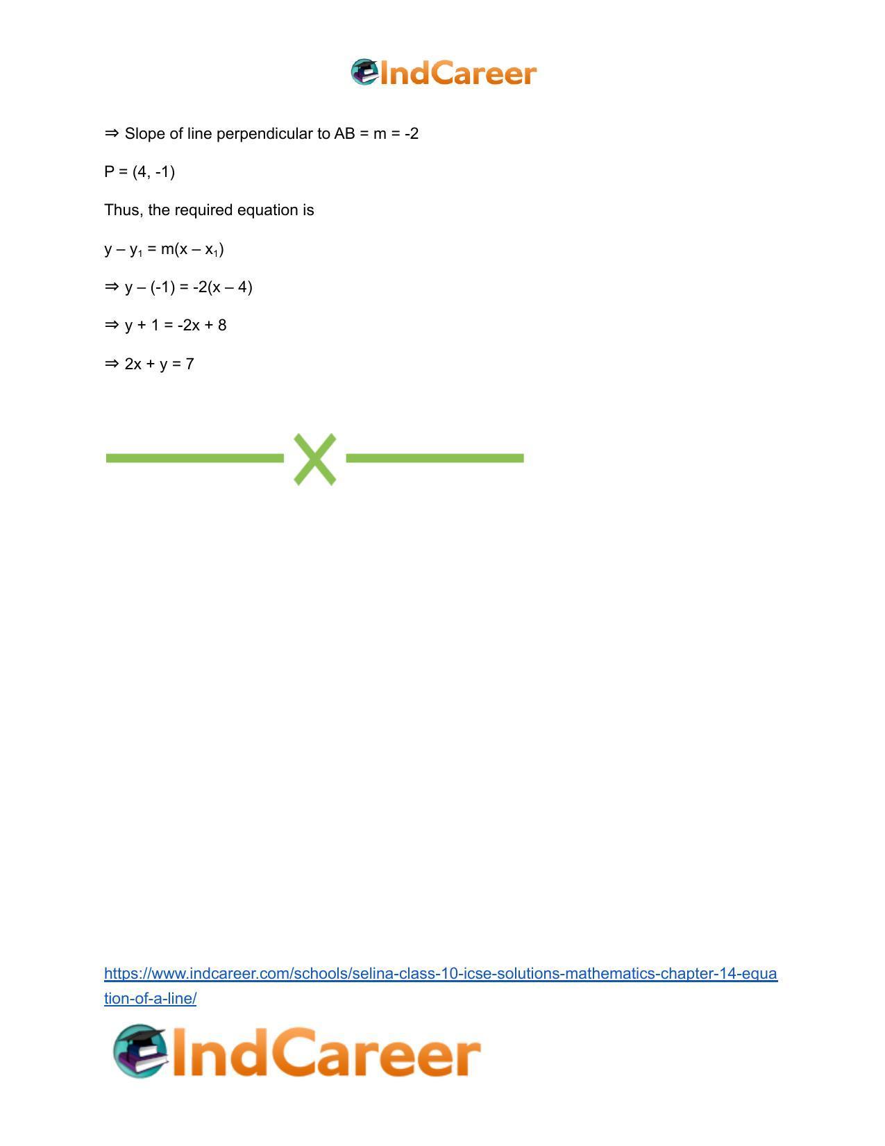 Selina Class 10 ICSE Solutions Mathematics : Chapter 14- Equation of a Line - Page 108