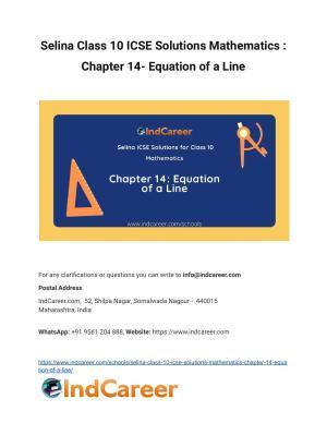 Selina Class 10 ICSE Solutions Mathematics : Chapter 14- Equation of a Line