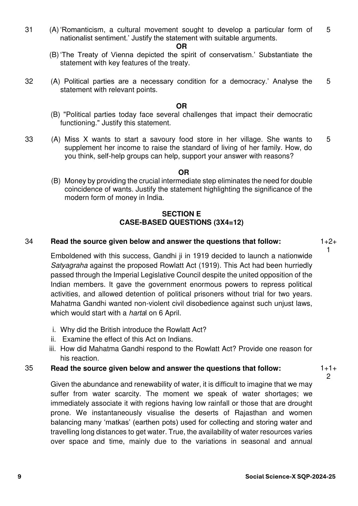 CBSE Class 10 Social Science Sample Paper 2025 - Page 9