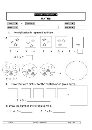 Worksheet for Class 3 Mathematics Assignment 99