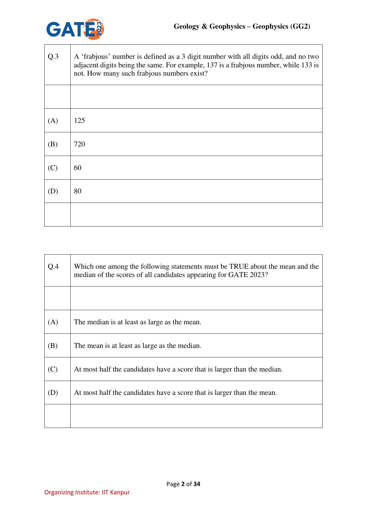 GATE 2023 Geology and Geophysics – Geophysics (GG-2) Question Paper - Page 2