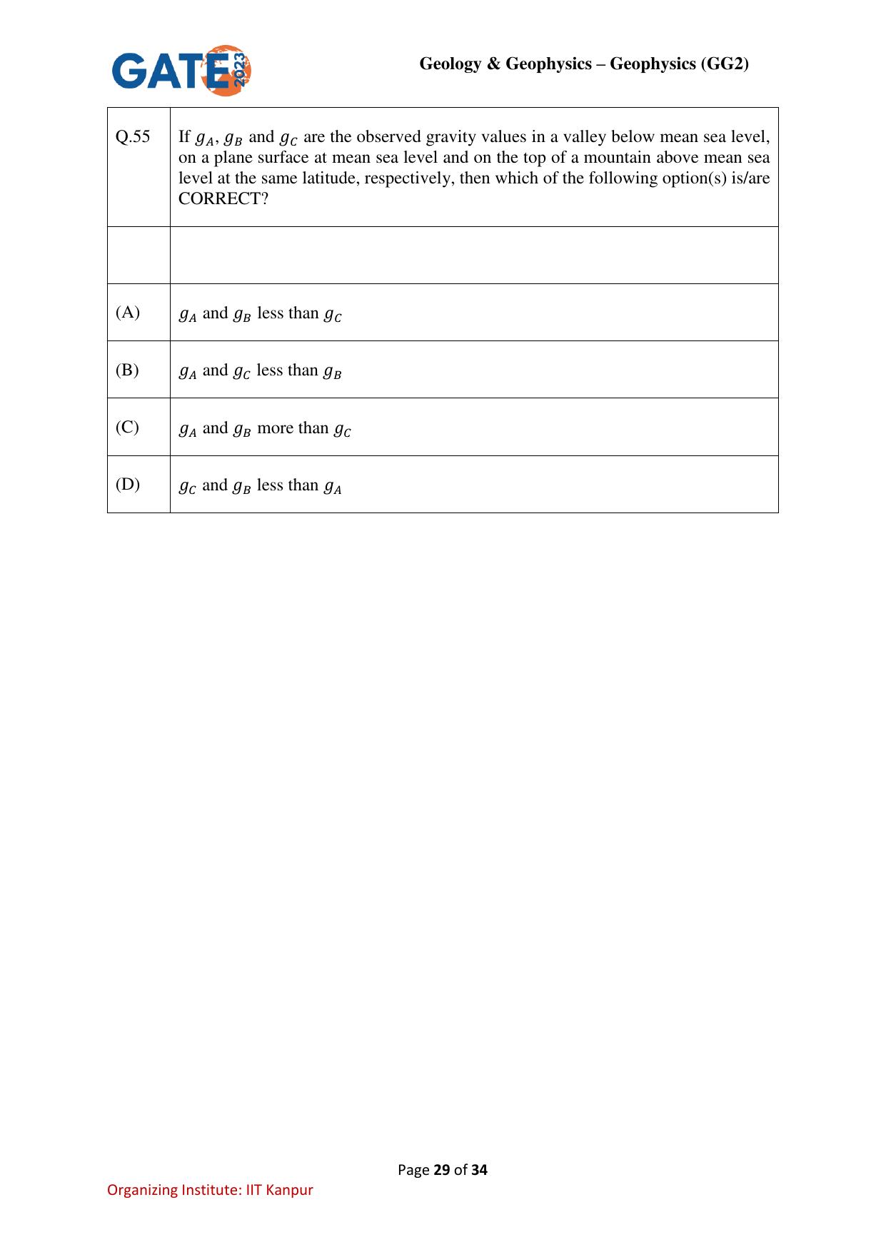 GATE 2023 Geology and Geophysics – Geophysics (GG-2) Question Paper - Page 29