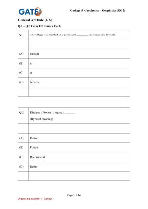GATE 2023 Geology and Geophysics – Geophysics (GG-2) Question Paper