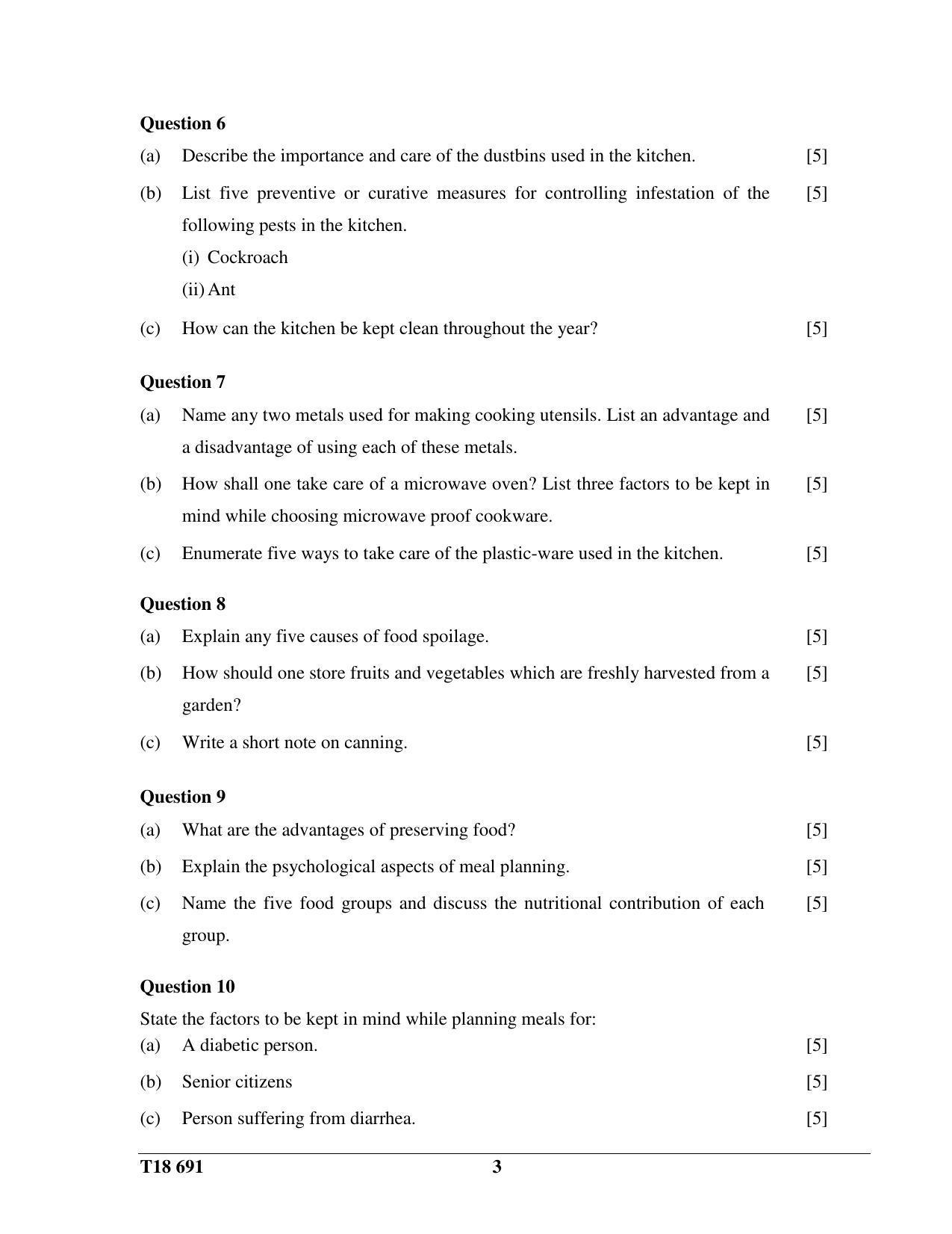 ICSE Class 10 Cookery 2018 Question Paper - Page 3
