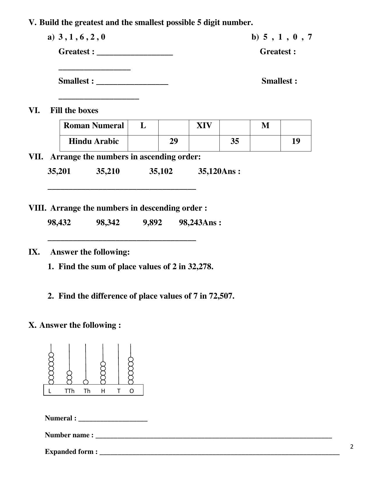 Worksheet for Class 4 Maths Assignment 26 - Page 2