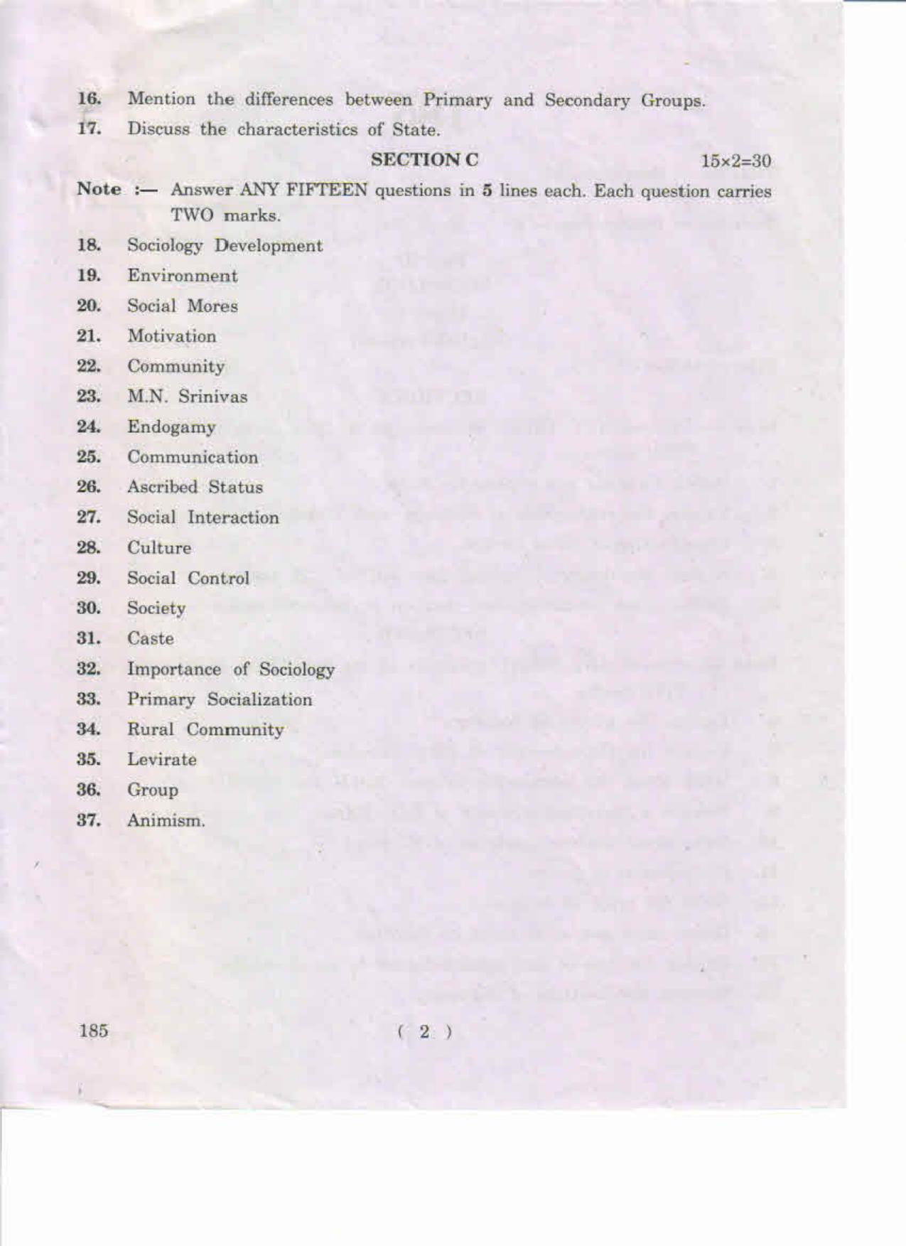 AP Inter 1st Year Sociology-I (EM) May-2019-General Question Paper - Page 2