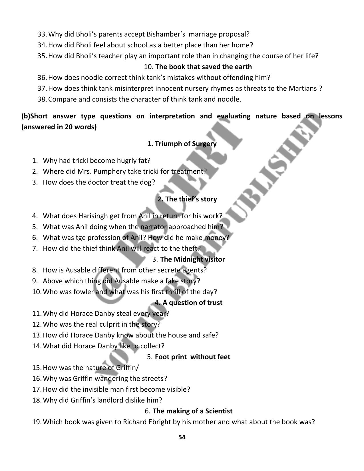 RBSE 2023 Class 10 English Question Bank - Page 59