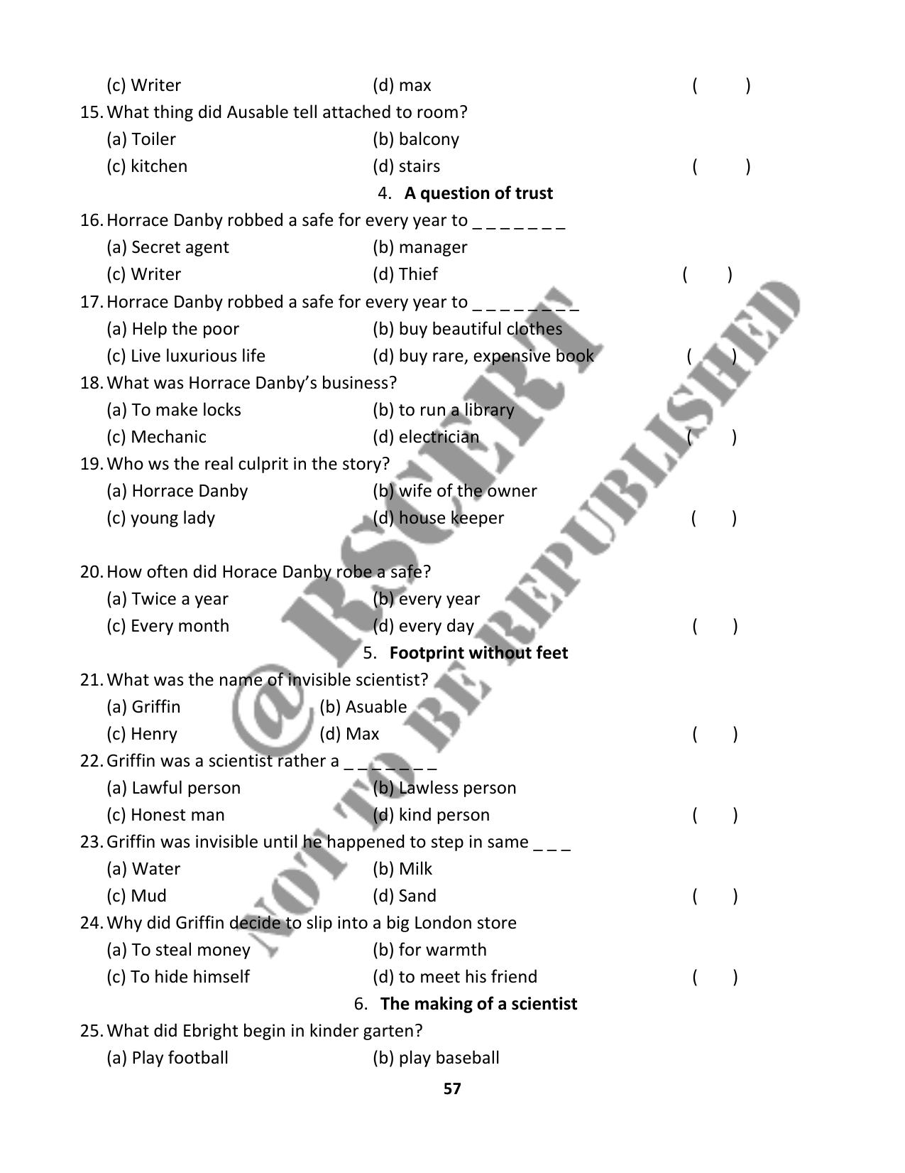 RBSE 2023 Class 10 English Question Bank - Page 62