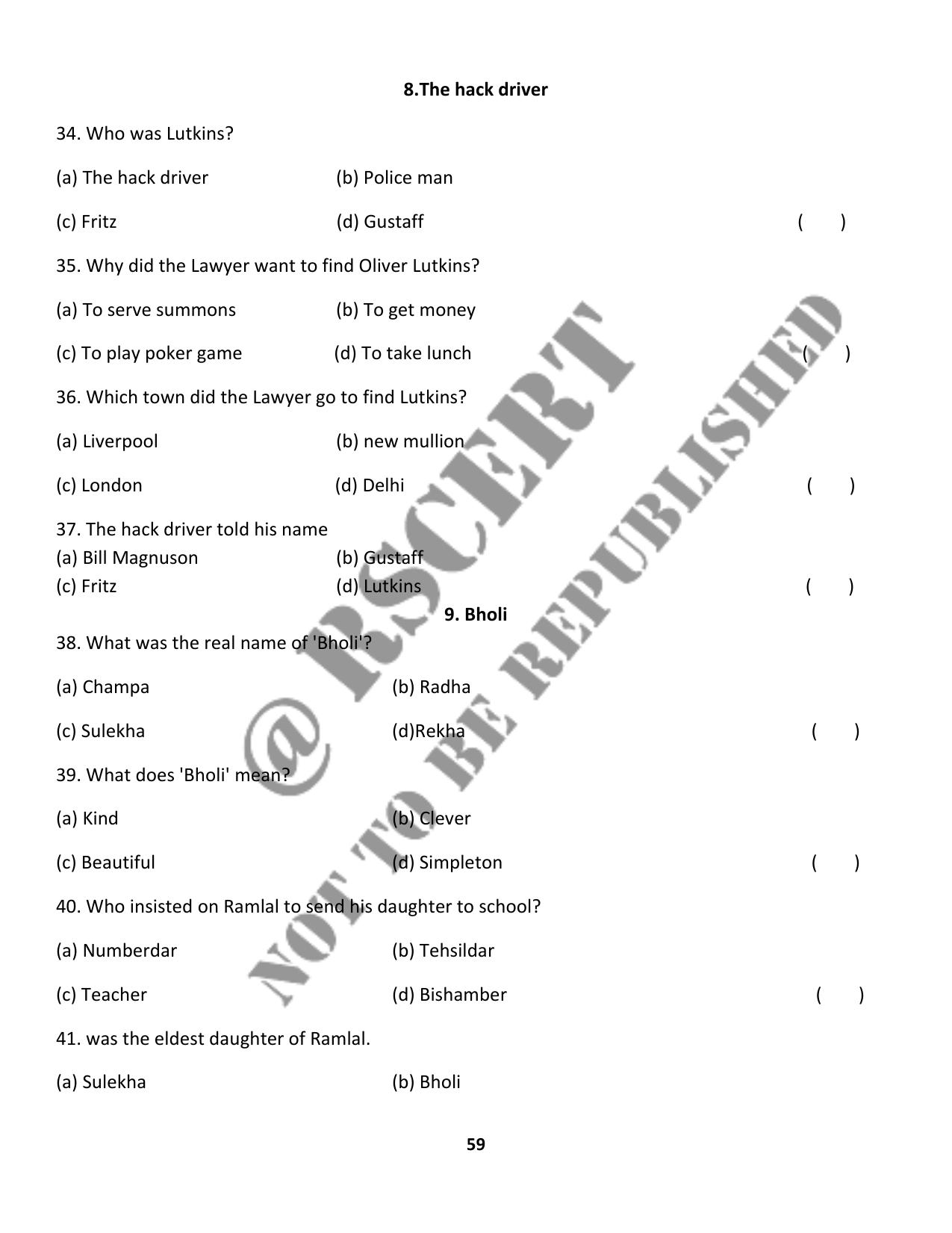 RBSE 2023 Class 10 English Question Bank - Page 64