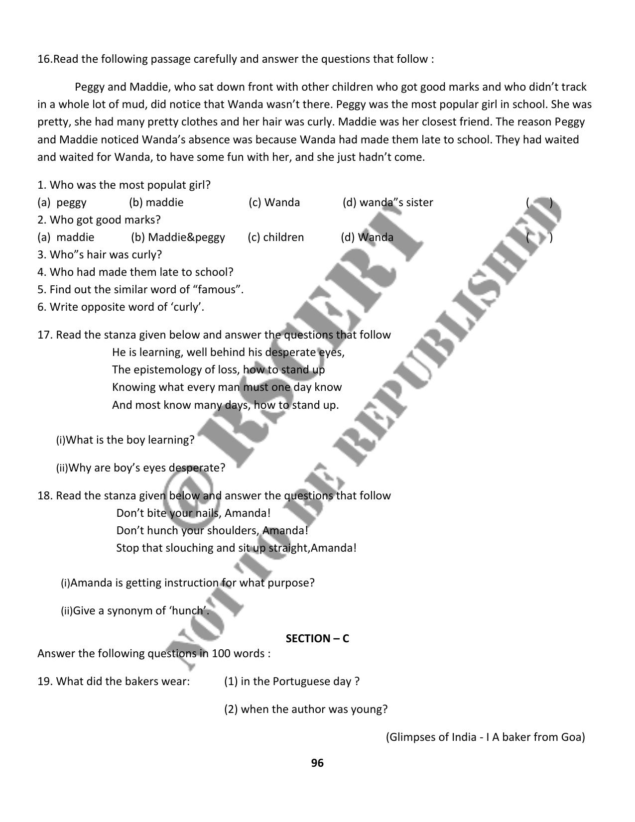 RBSE 2023 Class 10 English Question Bank - Page 101