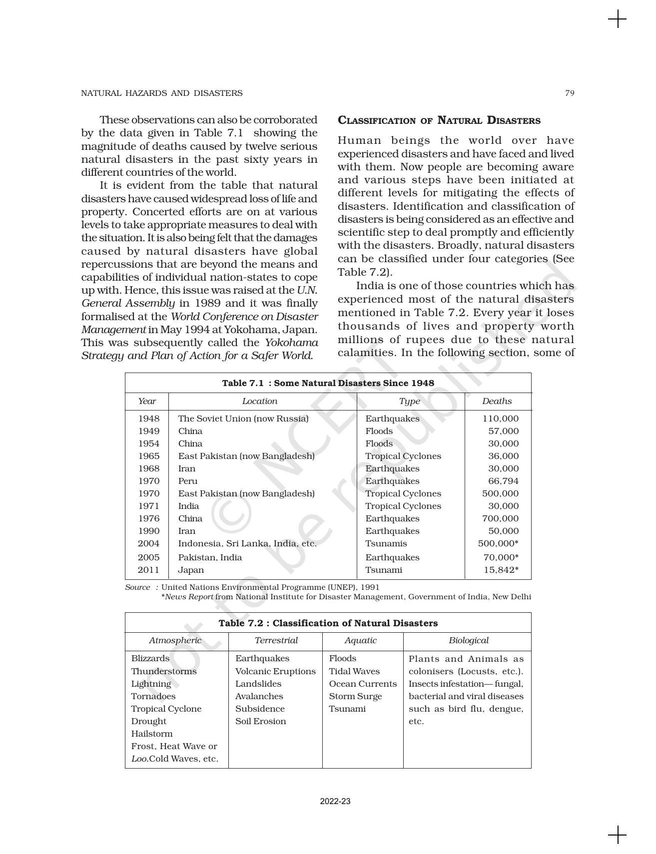Ncert Book For Class 11 Geography Chapter 7 Natural Hazards
