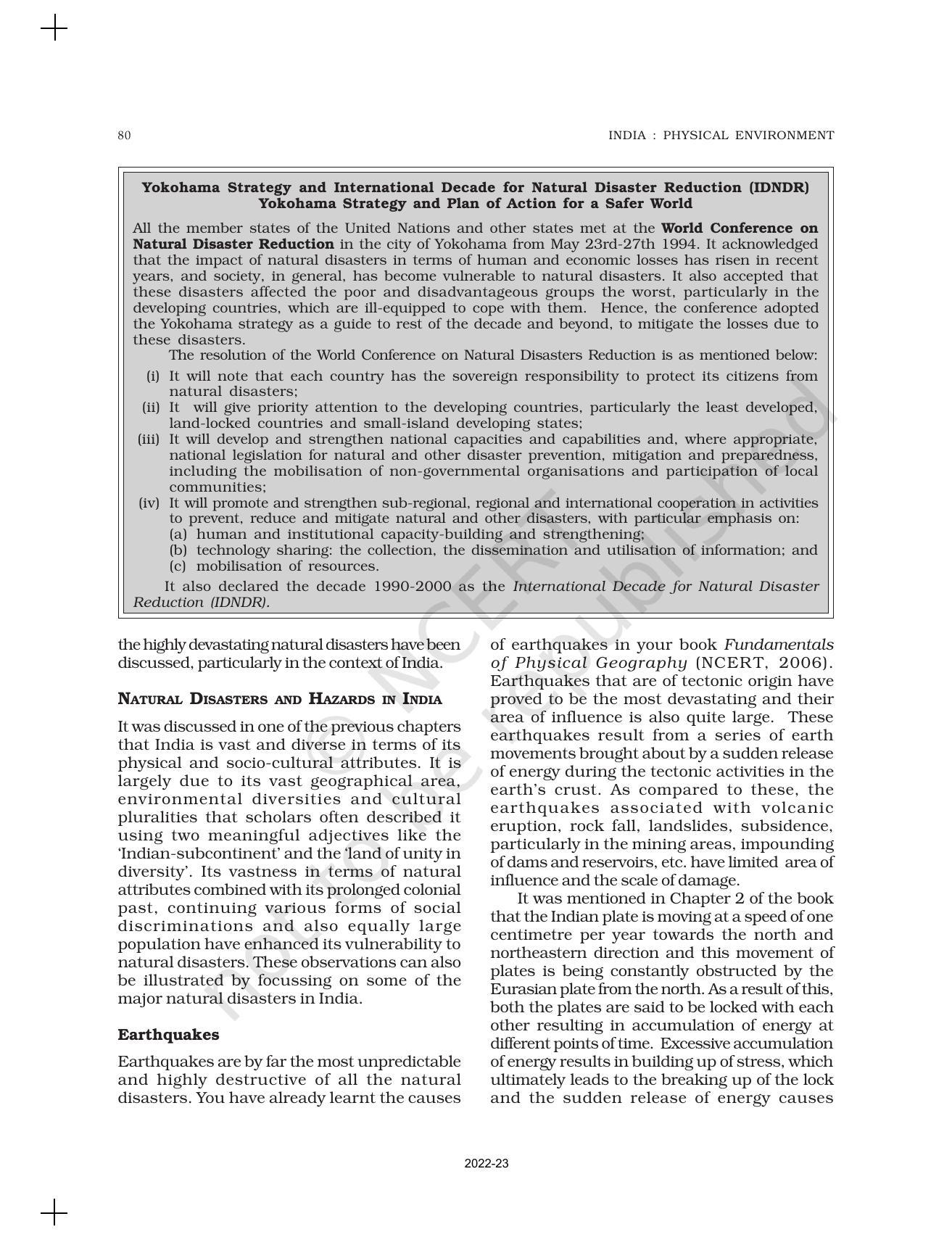 Ncert Book For Class 11 Geography Chapter 7 Natural Hazards