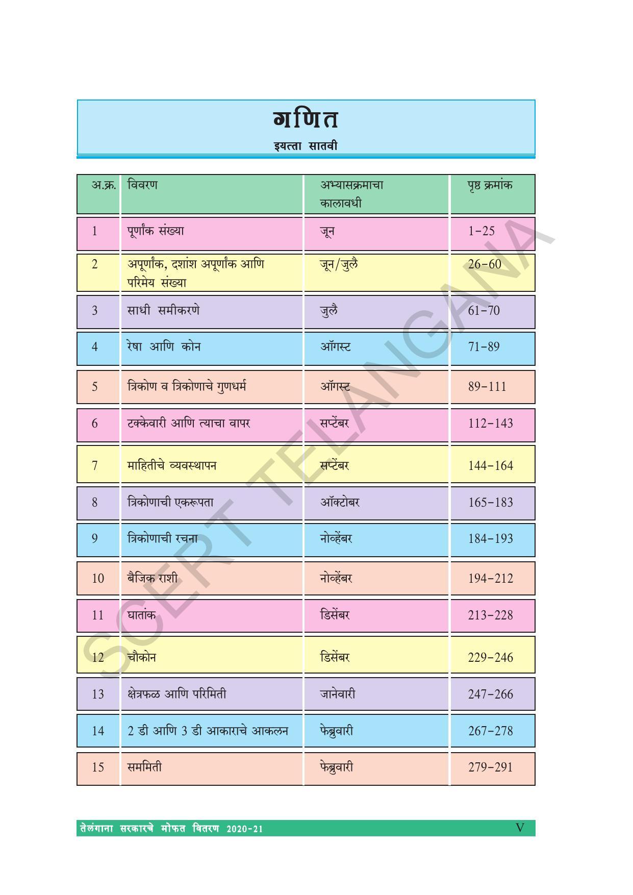 TS SCERT Class 7 Maths (Marathi Medium) Text Book - Page 7