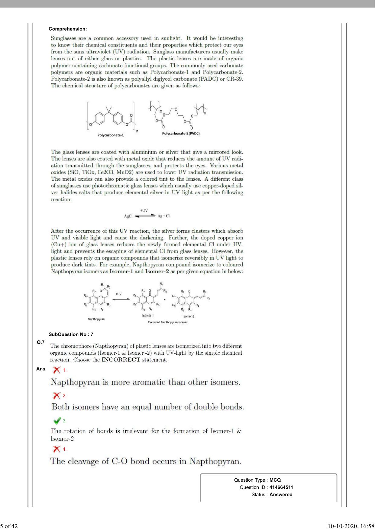 NEST Session I 2020 Question Paper - Page 5