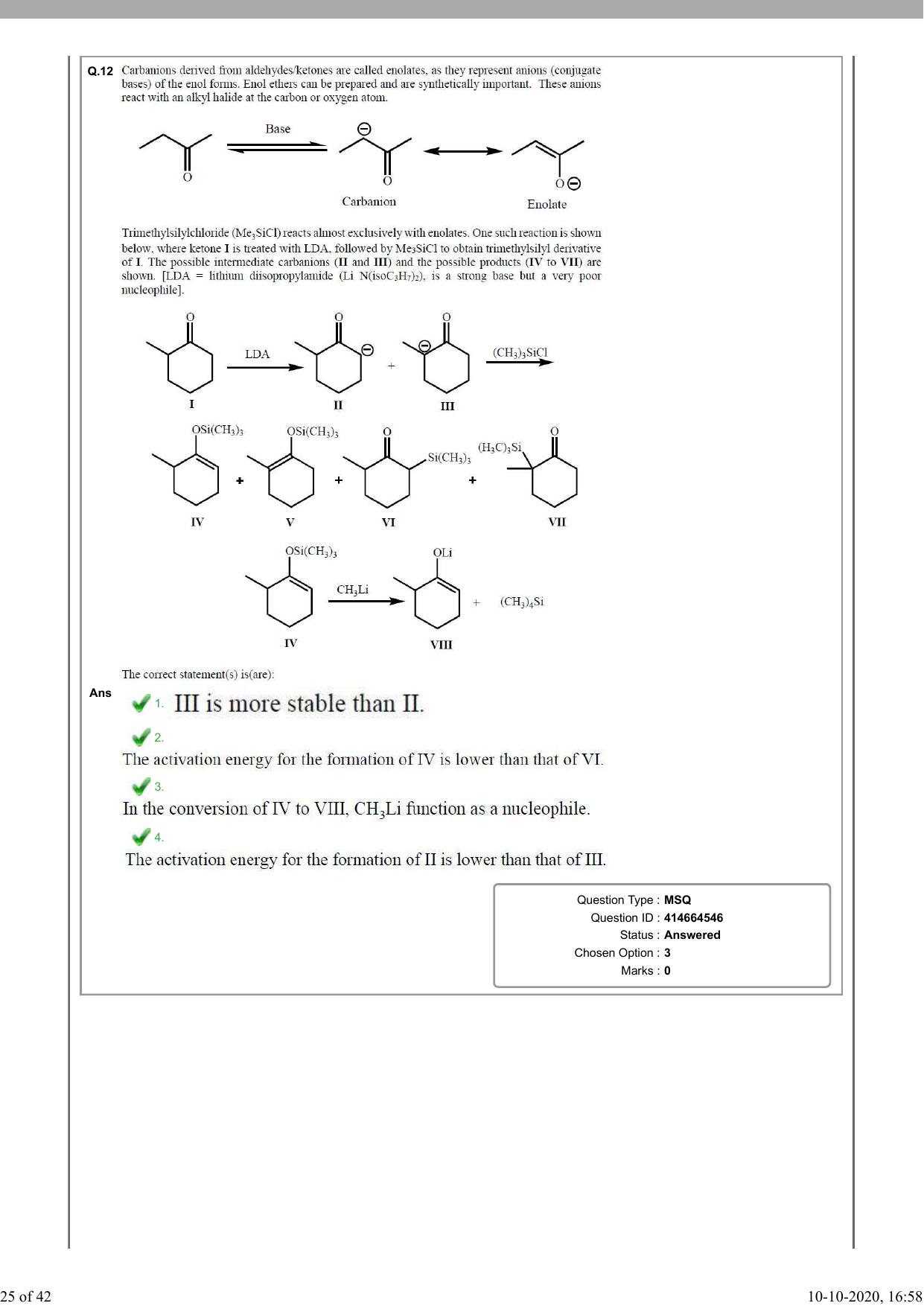 NEST Session I 2020 Question Paper - Page 25