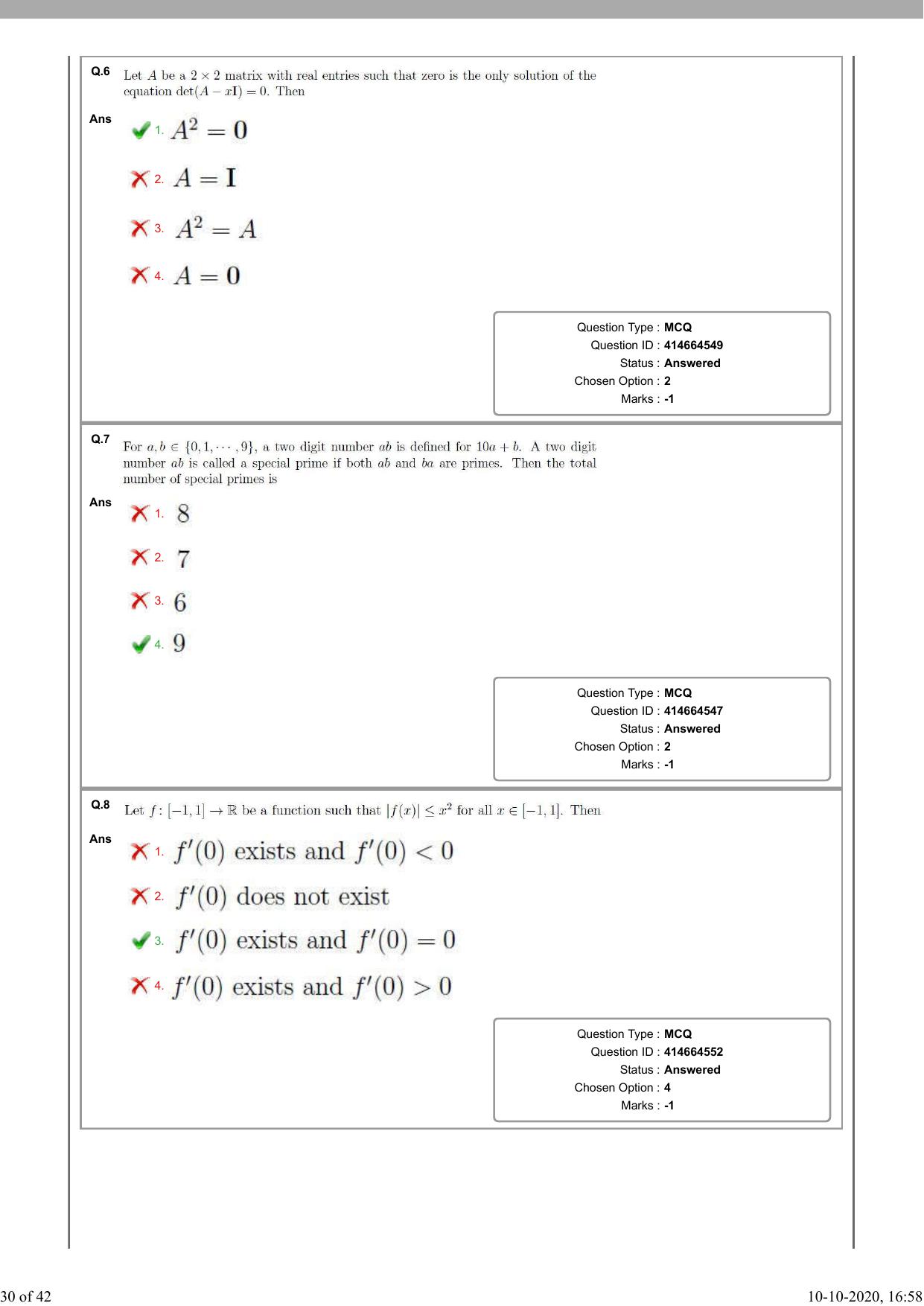 NEST Session I 2020 Question Paper - Page 30
