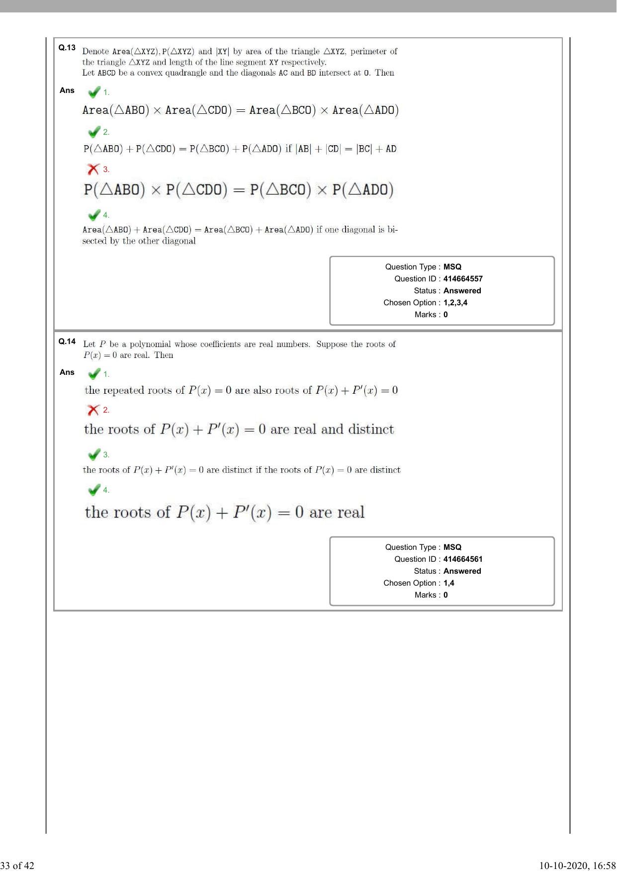 NEST Session I 2020 Question Paper - Page 33