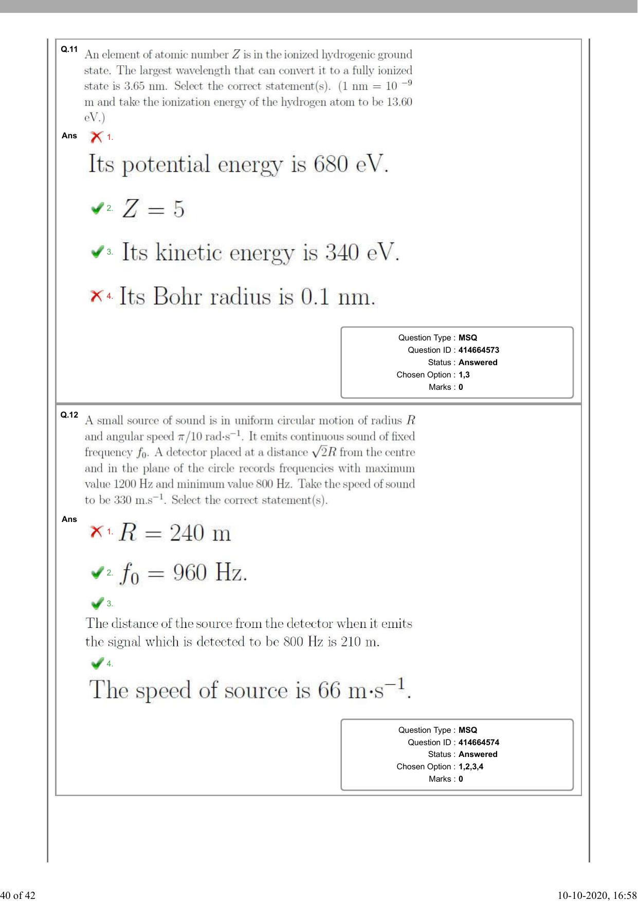 NEST Session I 2020 Question Paper - Page 40