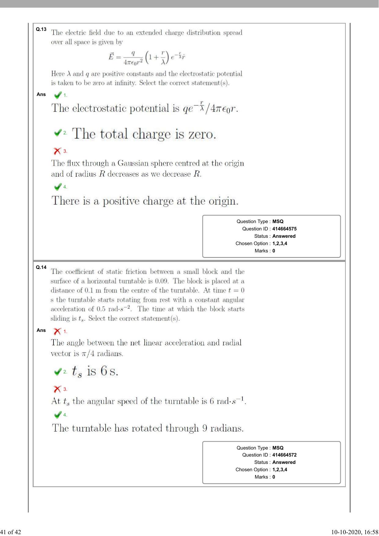 NEST Session I 2020 Question Paper - Page 41