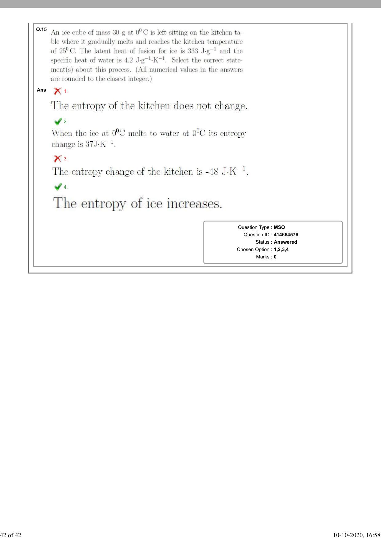 NEST Session I 2020 Question Paper - Page 42