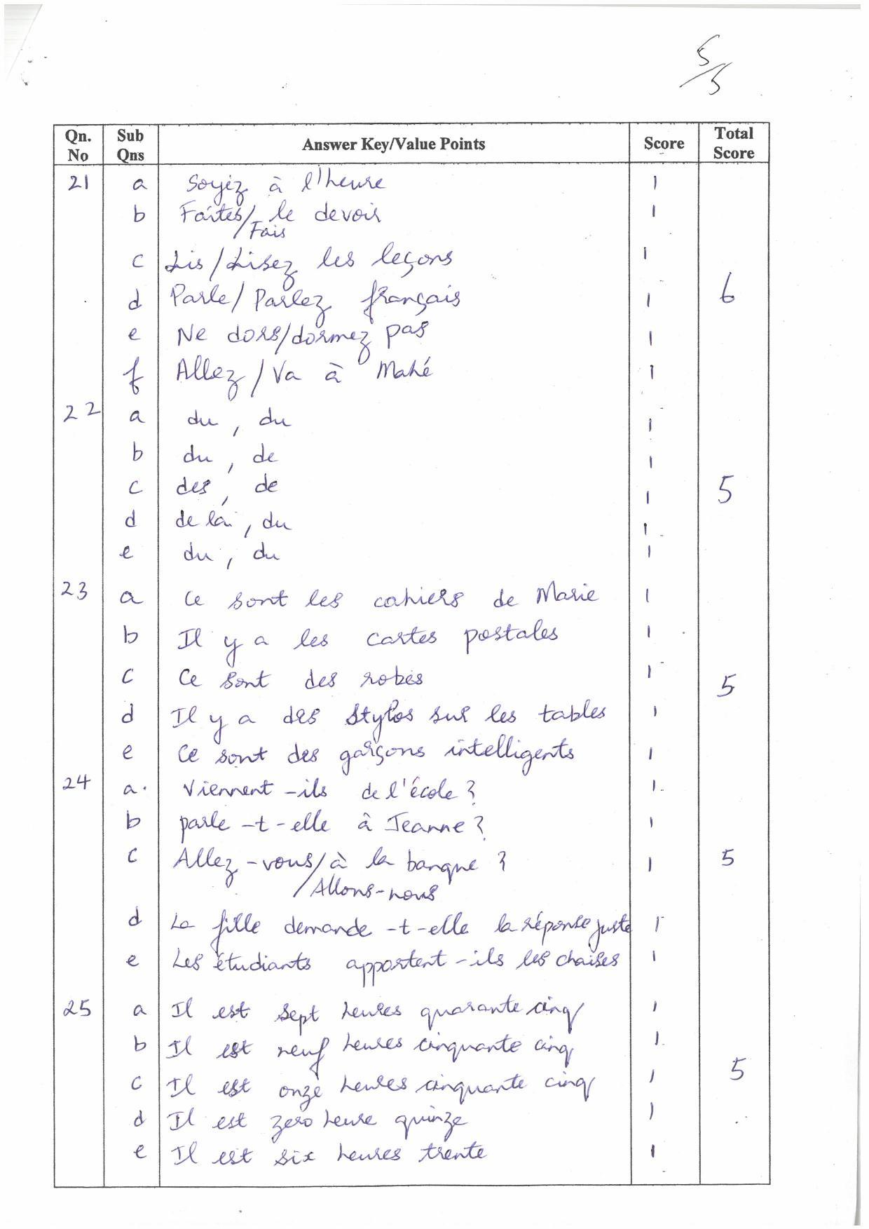 Kerala Plus One (Class 11th) Part-II French Answer Key 2021 - Page 5