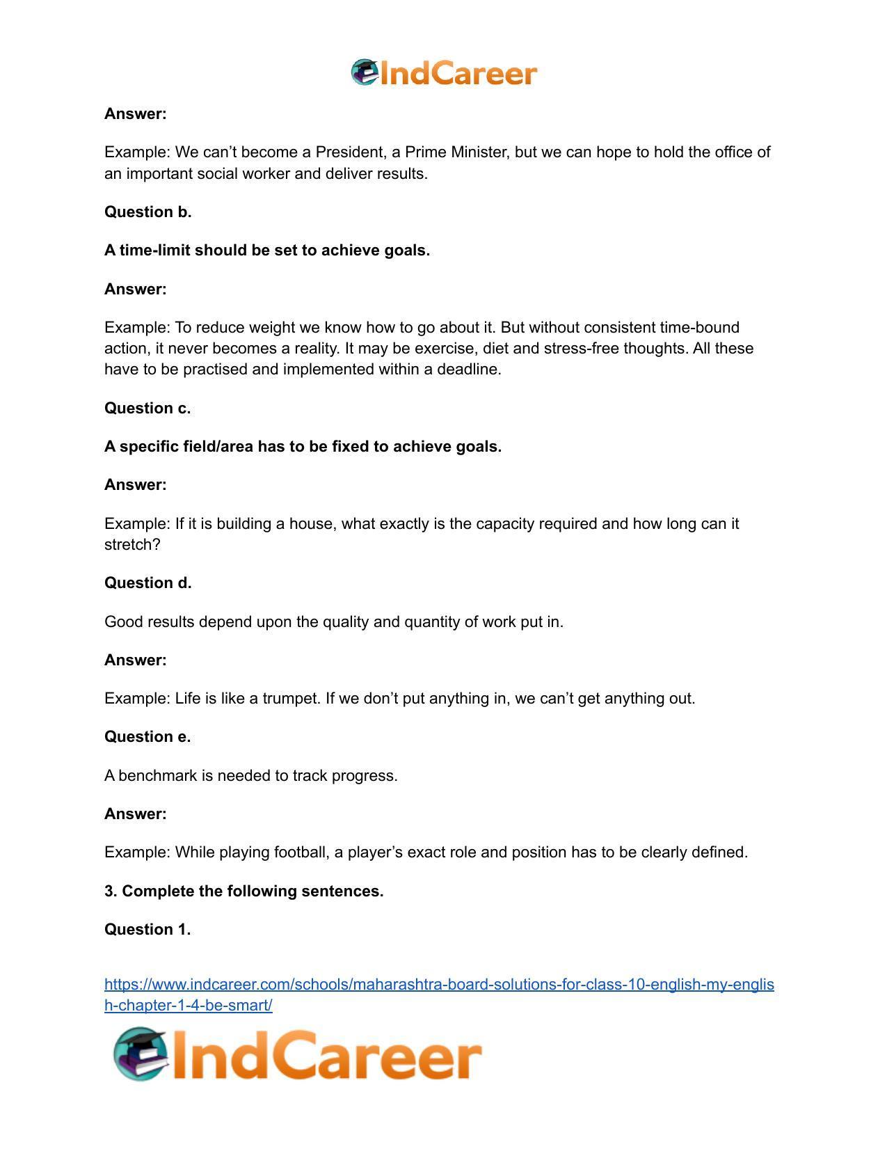 Maharashtra Board Solutions for Class 10- English (My English): Chapter 1.4- Be SMART - Page 7