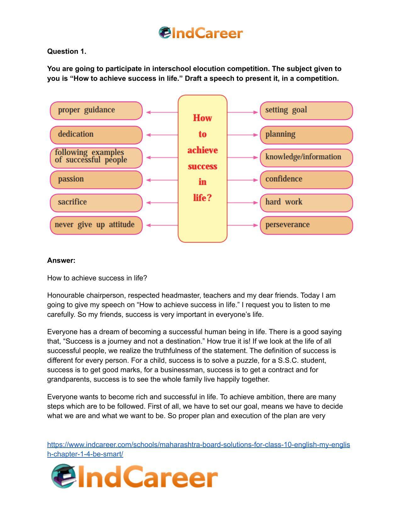Maharashtra Board Solutions for Class 10- English (My English): Chapter 1.4- Be SMART - Page 12