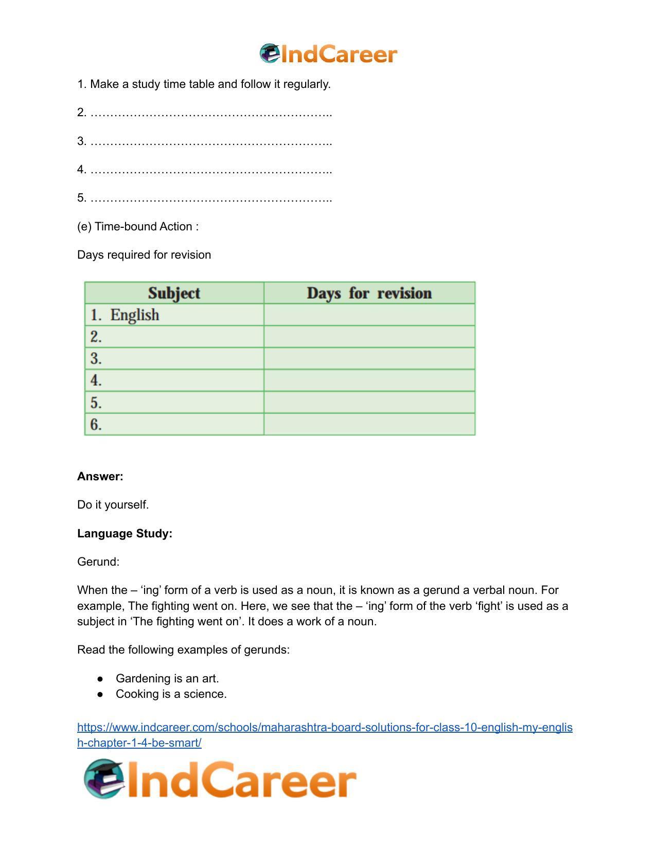 Maharashtra Board Solutions for Class 10- English (My English): Chapter 1.4- Be SMART - Page 15