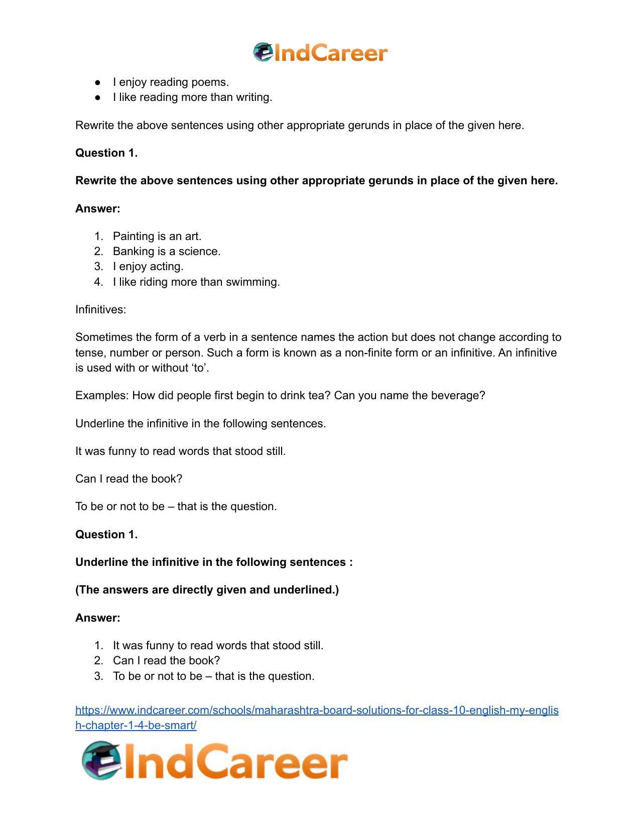 Maharashtra Board Solutions for Class 10- English (My English): Chapter 1.4- Be SMART - Page 16