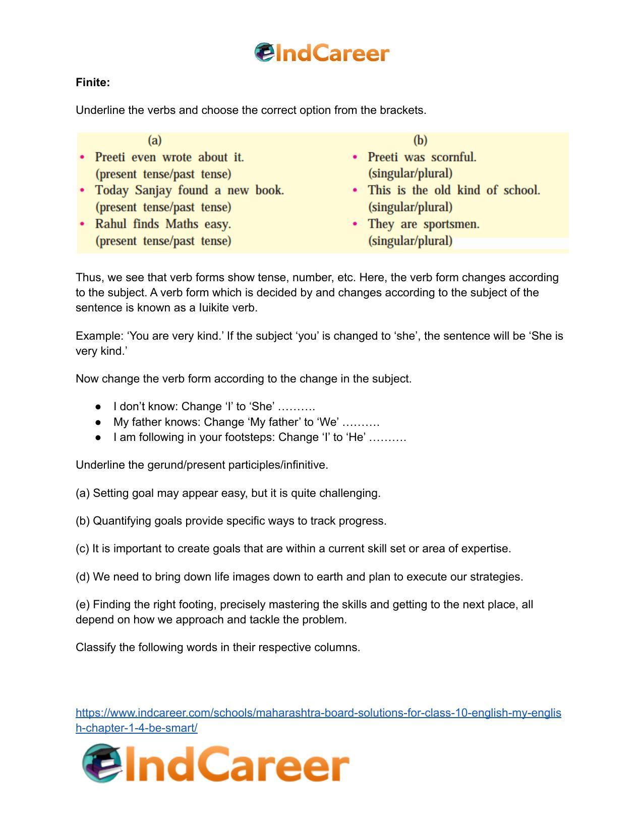 Maharashtra Board Solutions for Class 10- English (My English): Chapter 1.4- Be SMART - Page 17