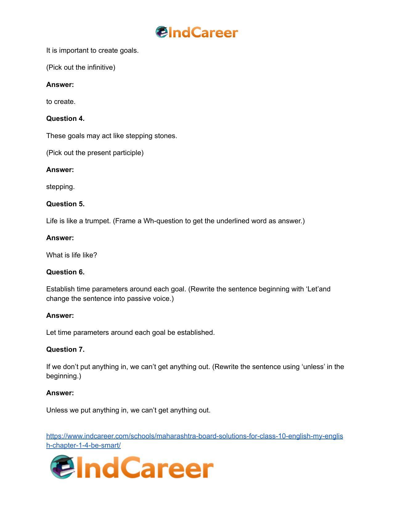 Maharashtra Board Solutions for Class 10- English (My English): Chapter 1.4- Be SMART - Page 28