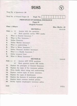 AP Inter 2nd Yea Principals of General Insurance-II March-2019-Vocational Question Paper