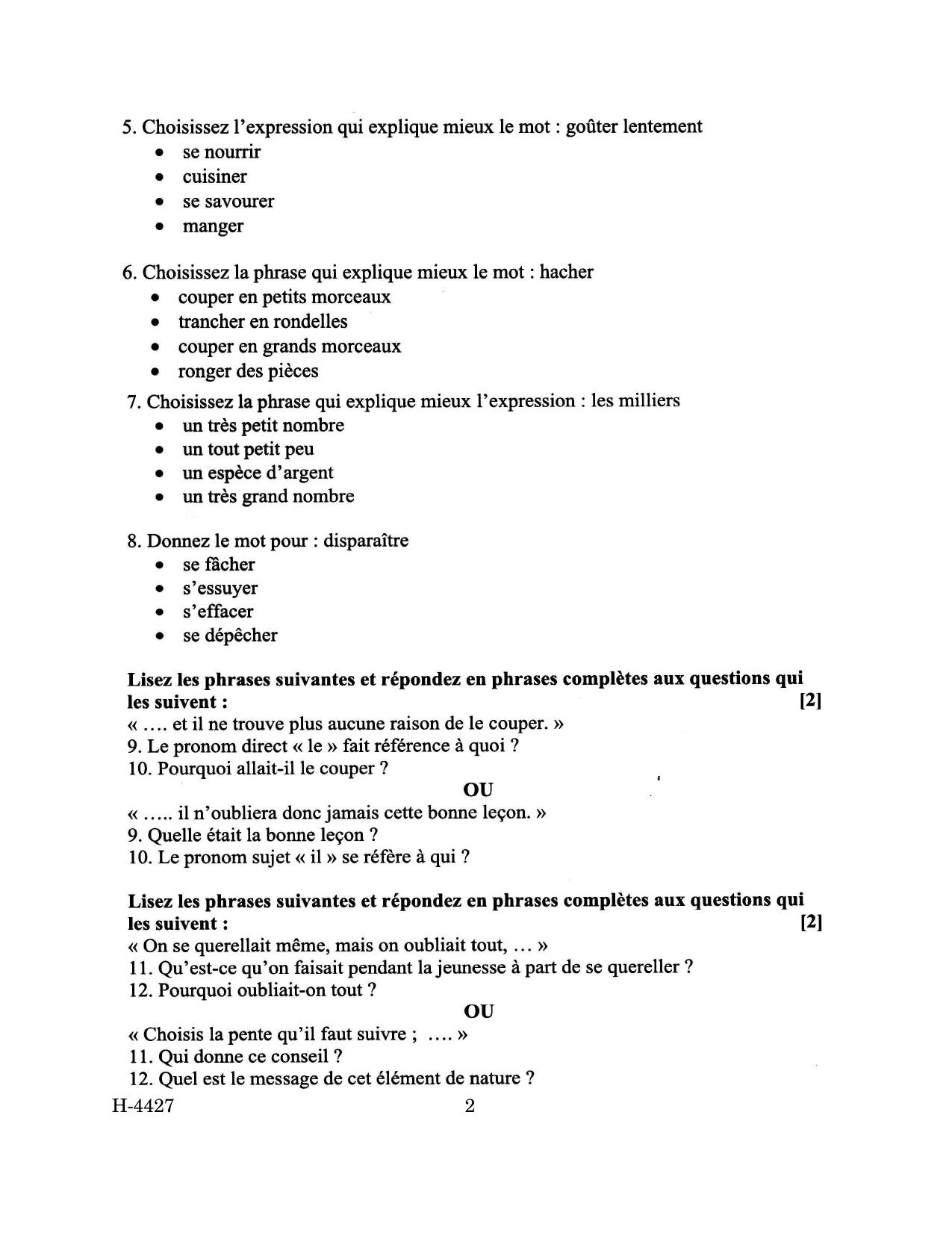 Goa Board Class 12 French (March 2024) Question Paper - Page 2