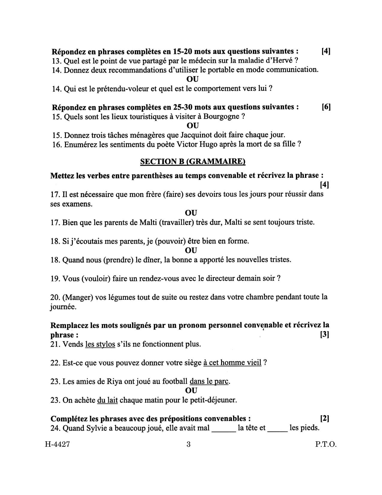 Goa Board Class 12 French (March 2024) Question Paper - Page 3