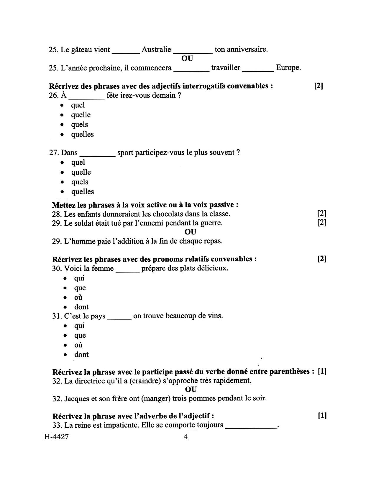 Goa Board Class 12 French (March 2024) Question Paper - Page 4