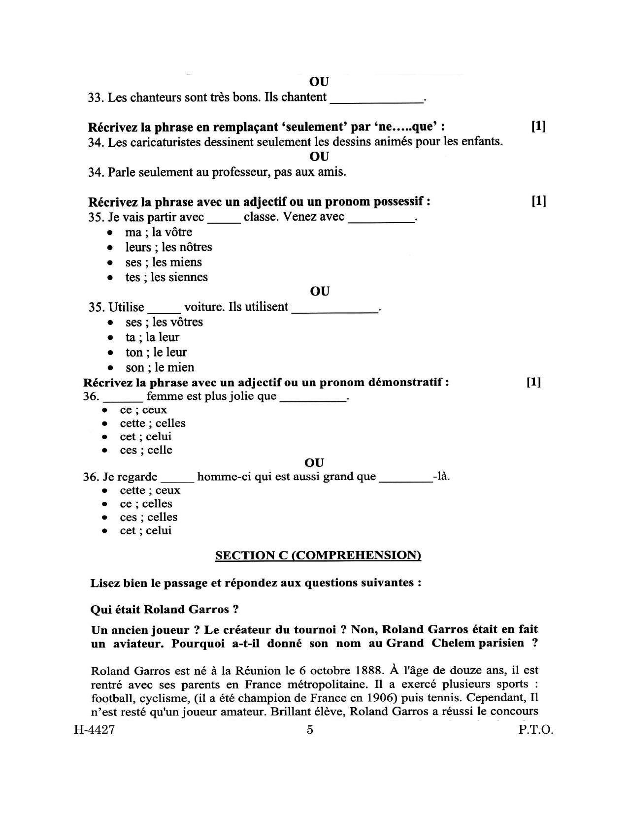Goa Board Class 12 French (March 2024) Question Paper - Page 5