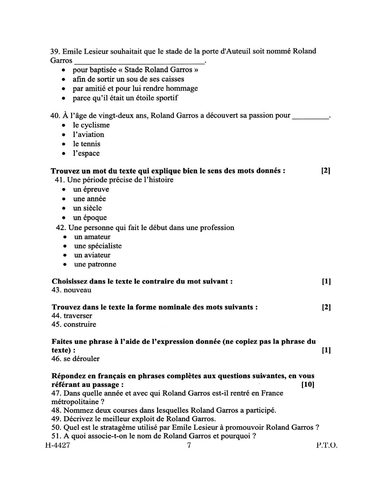 Goa Board Class 12 French (March 2024) Question Paper - Page 7
