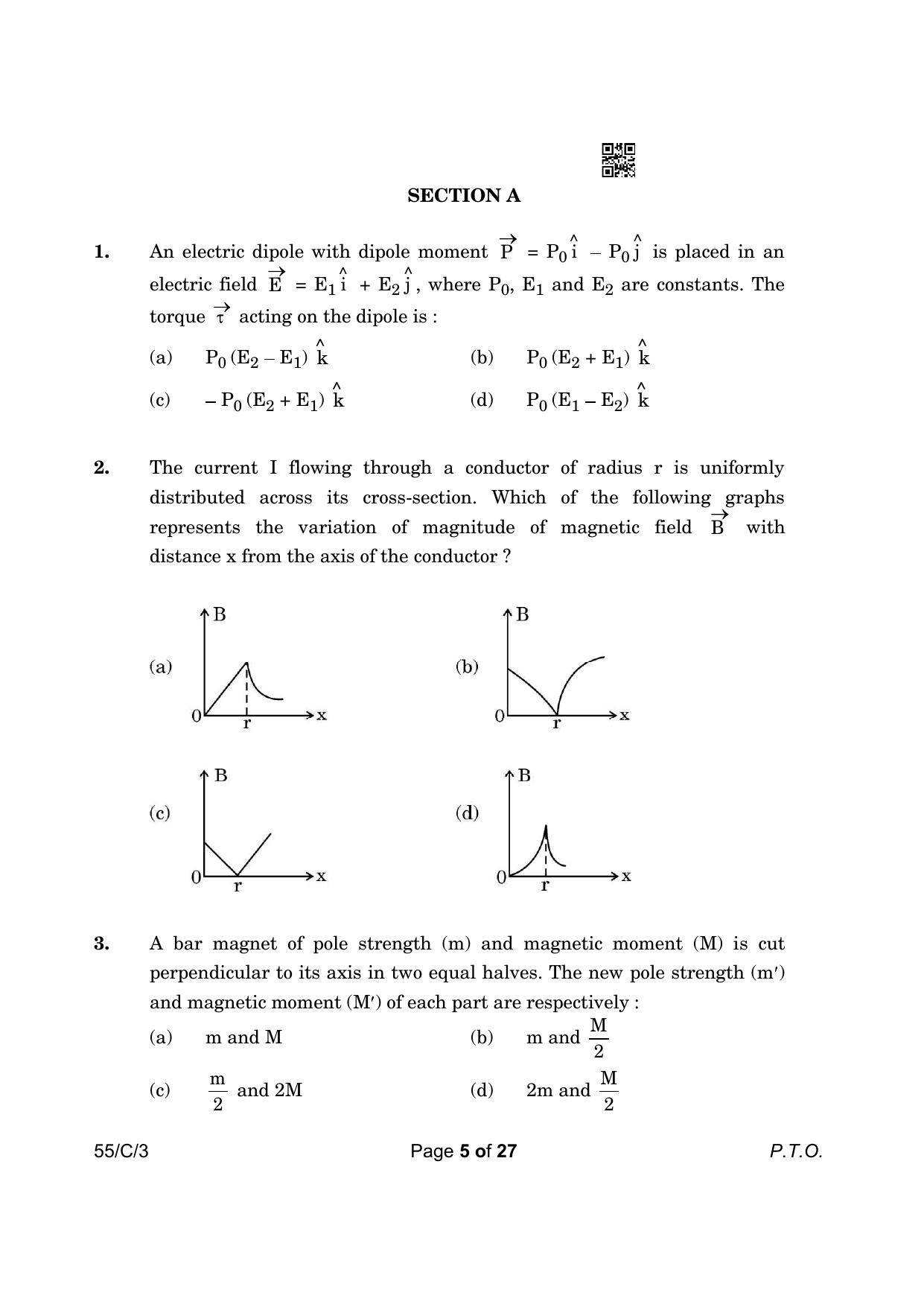 CBSE Class 12 55-3 Physics 2023 (Compartment) Question Paper - Page 5
